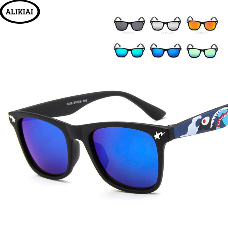 ALIKIAI Kids Sunglasses Small Shark Colorful Boys and Girls High Definition Square Sunglasses UV400