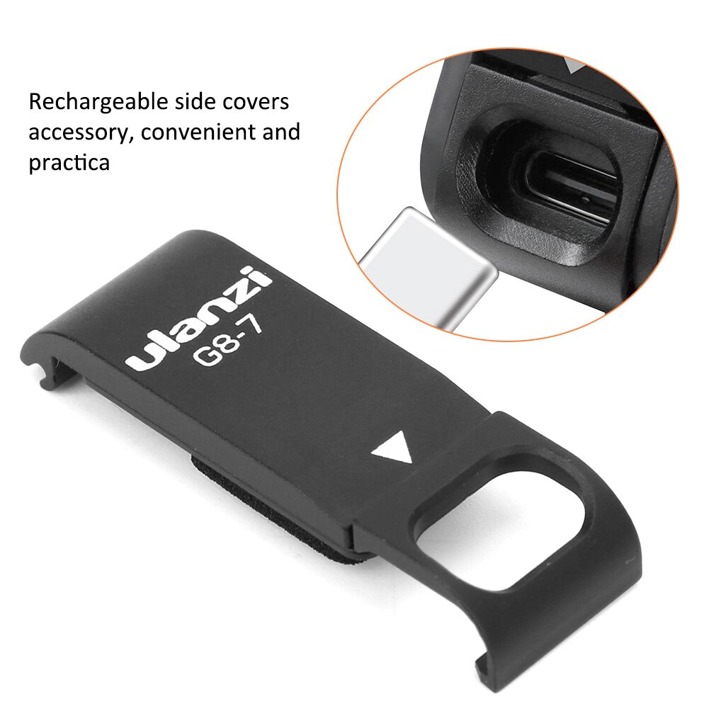 ULANZI G8-7 Aluminium Alloy Battery Cover Detachable Battery Lid Rechargeable Side Covers Accessories for GoPro 8 Action Camera