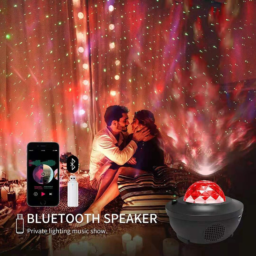 Usb led-ster nachtlampje muziek sterrenwatergolf led-projectorlicht bluetooth-projector geluidgeactiveerd projectorlicht decoratie