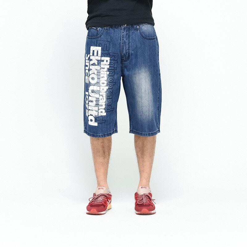 Casual herreshorts jeans mænd sommer store lommer shorts plus size denim herretøj stor størrelse 30-46: Blå / 36