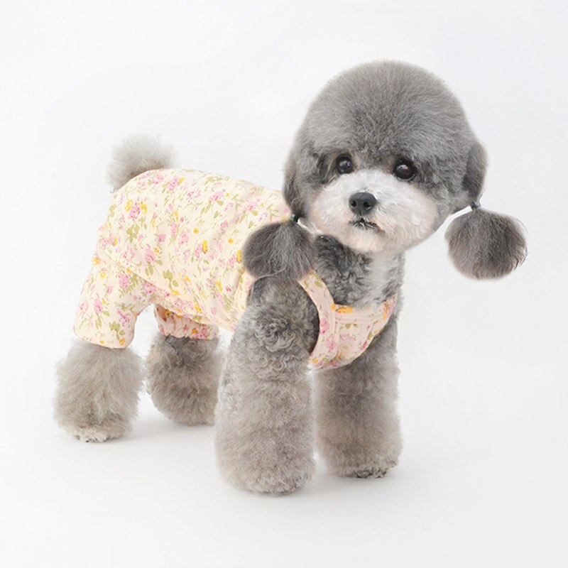 Hundepysjamas blomsterklær til små hunder katt pyjamas hund valp jumpsuit stropp sovetøy varme klær frakk yorkshire 30e