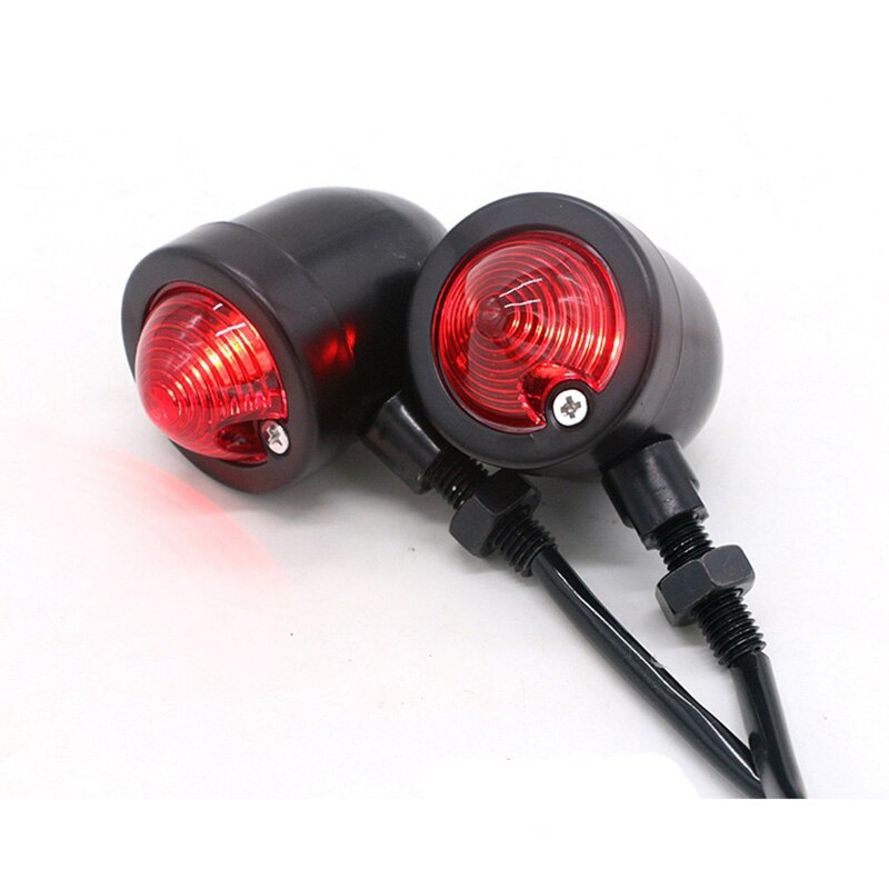 Faro trasero Universal de Metal para motocicleta, luces de giro, reajuste Retro redondo, accesorios para CG125: black red light