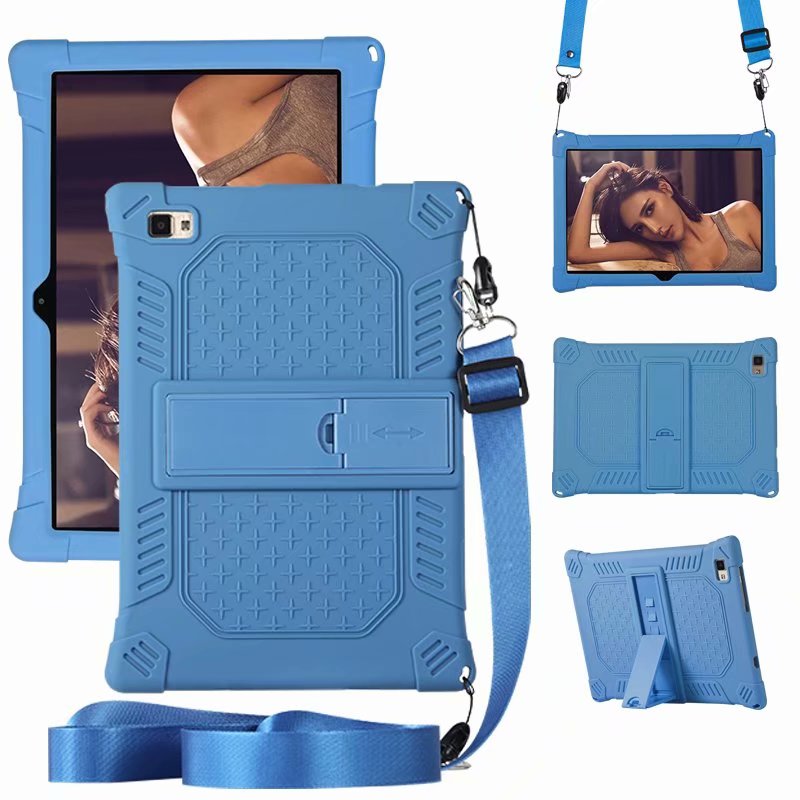 Kindveilige hoes voor teclast  p20hd 10.1 inch tablet pc beschermhoes voor teclast  p20 standaard siliconen hoes + band + pen: Donkerblauw