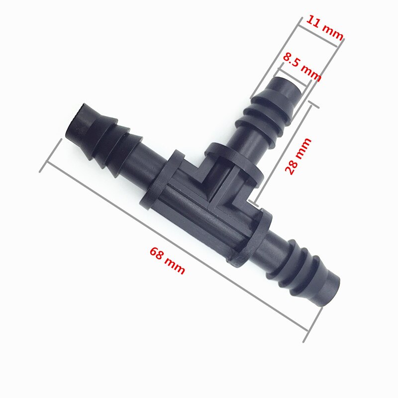 100 Pcs Watering Shunt connector 8/11 Tee black Irrigation Water Hose Garden Hose Connectors