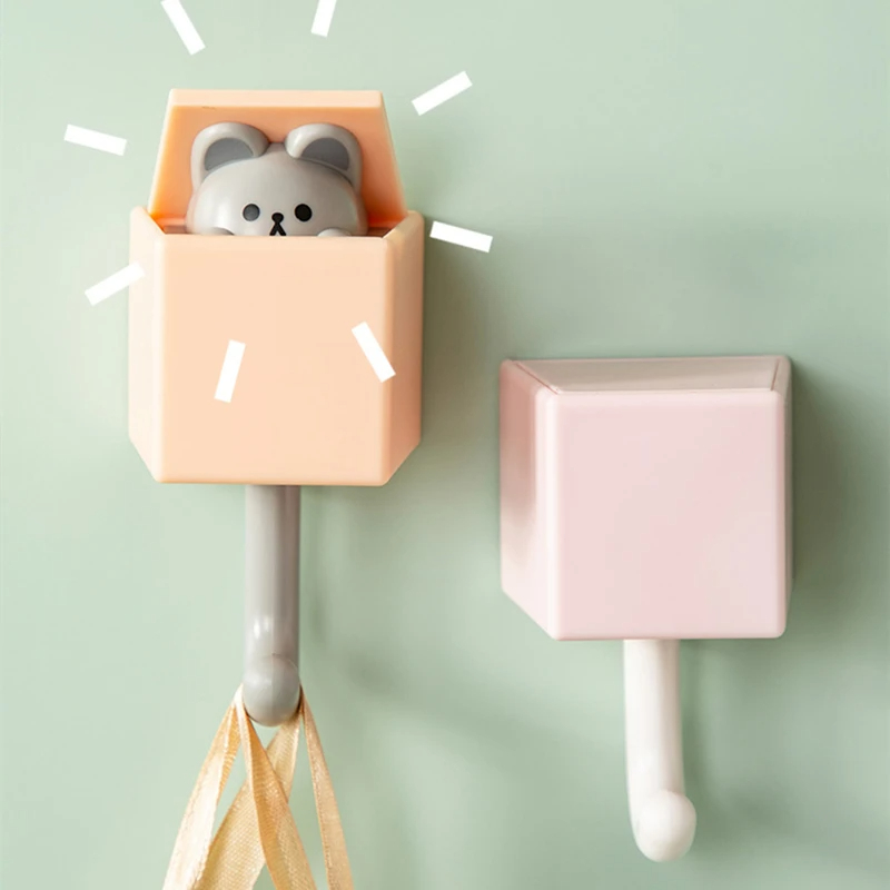 Porte-clés mural crochet porte-clés mur maison chat porte-clés cintres dessin animé auto-adhésif chambre porte crochets animaux décor à la maison crochets