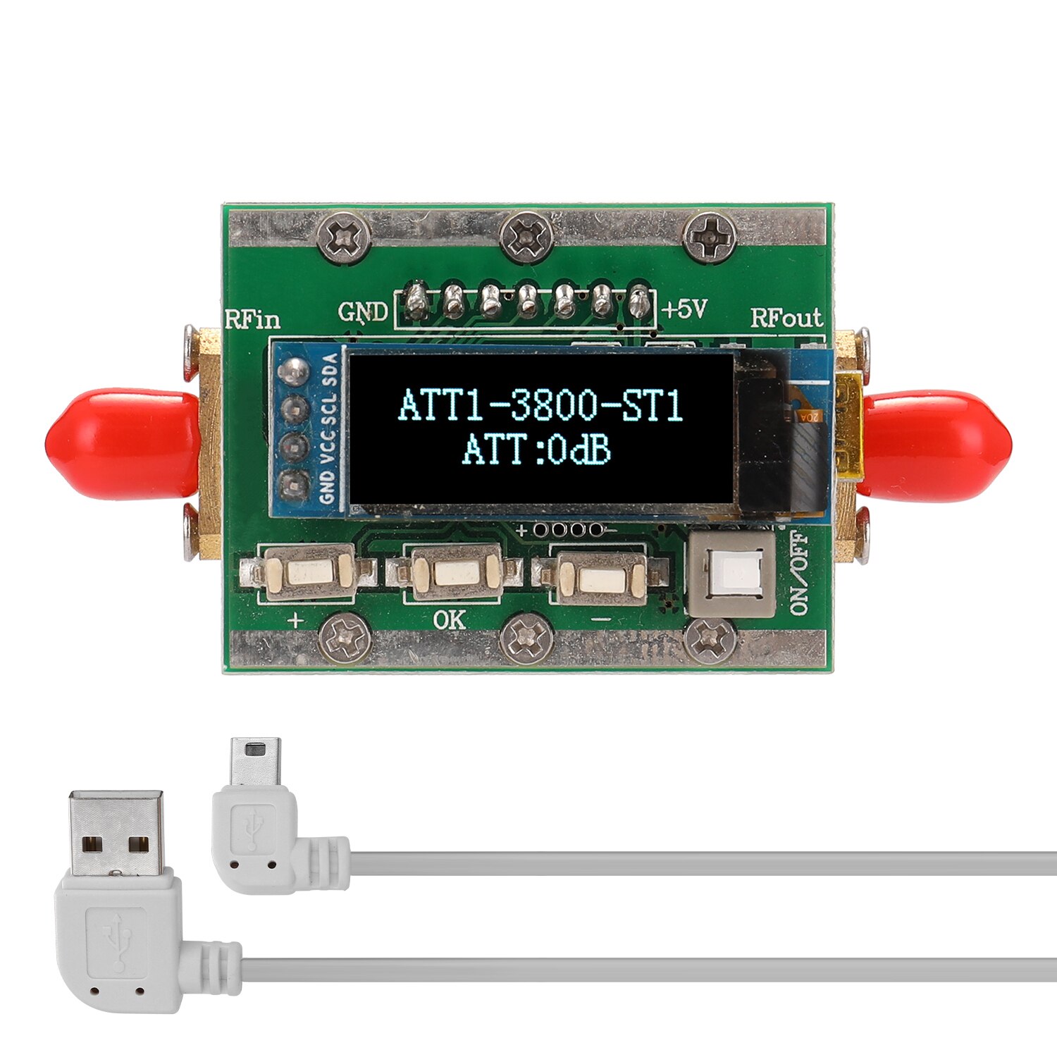 1MHz-3800MHz Radio Frequency Digital Programmable Attenuator 0-31dB Adjustable Step 1dB PC Controllable CNC Shell