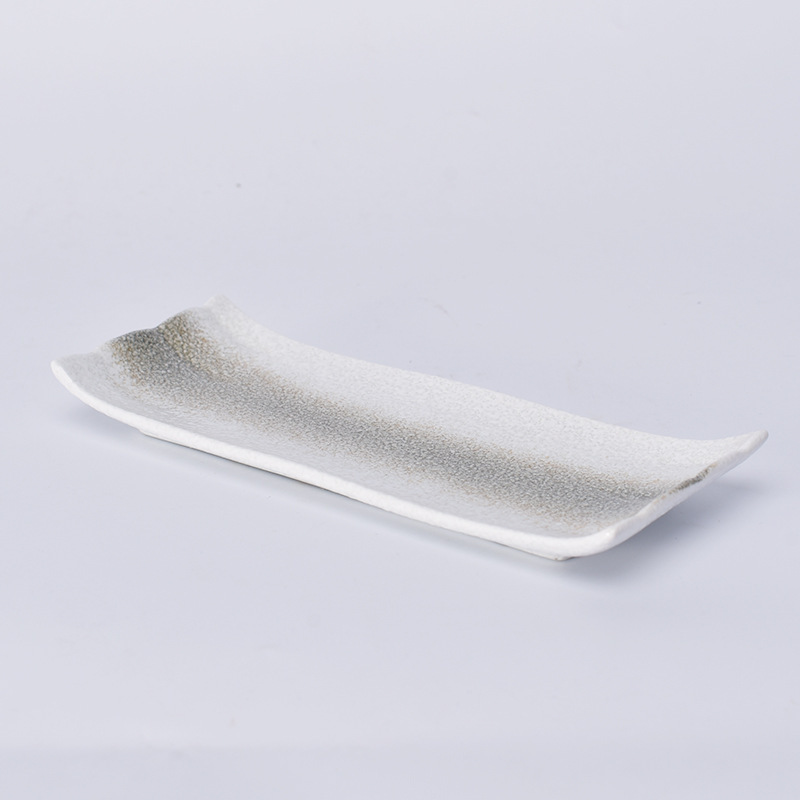 Hvid japansk stil keramiske sushi tallerkener tallerkener tallerkener håndlavet hede porcelæn middag dessert tærte tallerkener bulk service: Sølv