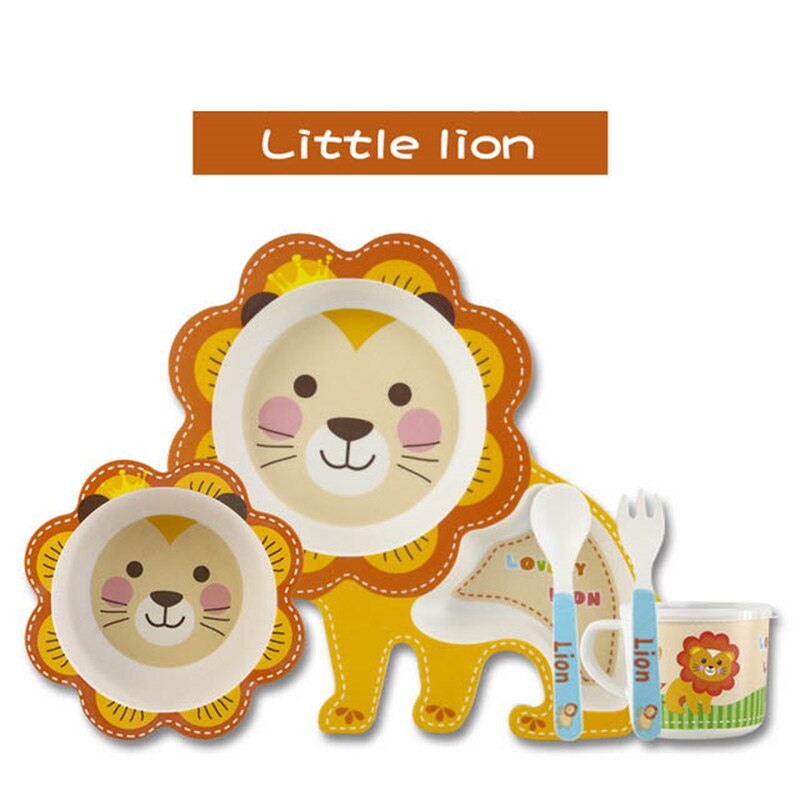 5 stk/sæt miljøvenlig bambusfiber baby tallerken fade børneservice sæt spisestel foderskål adskillelse tallerken: 10