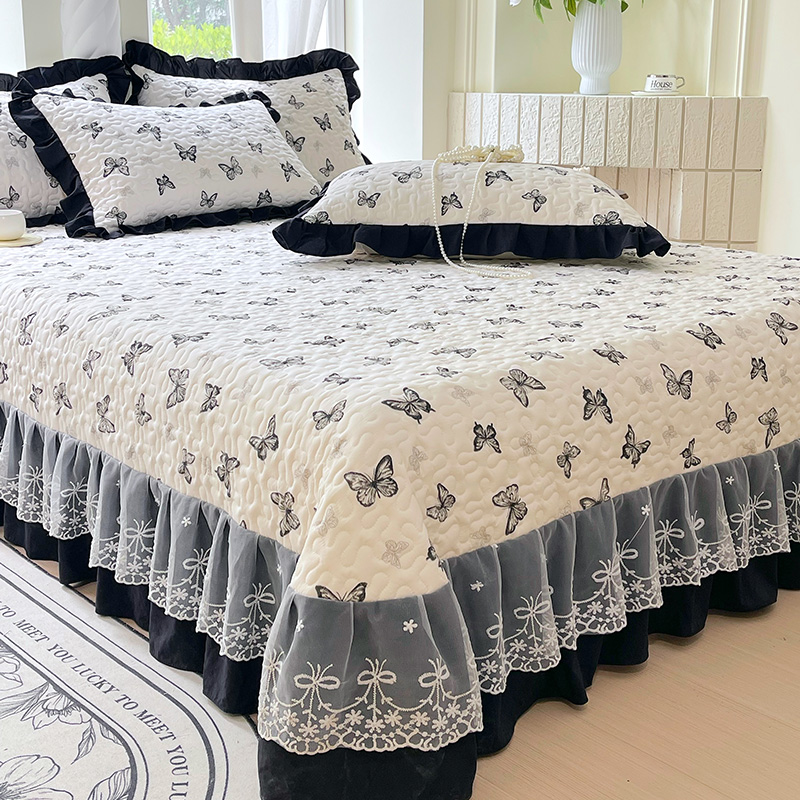 1pc Gewatteerde Sprei voor Bedden Dikke Deken met Kant Single/Queen/Kingsize Bloem Gedrukt Gewatteerde Bed cover Zachte Spreien: 180*65 Cm / green