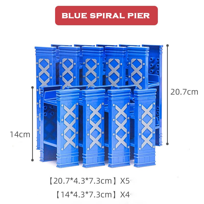 Binari per treni a spirale in plastica accessori per binari ferroviari in legno tutti i tipi tubi per ponti adatti per Biro tutti i marchi binari in legno giocattoli: 1set Blue Stand