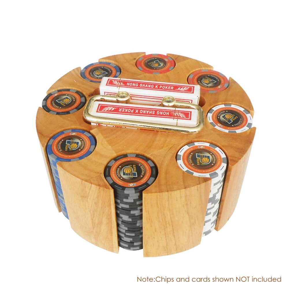 Poker Chip Set Wooden Carousel Case Rotation Storage Tray Large Capacity For Poker Blackjack: Default Title
