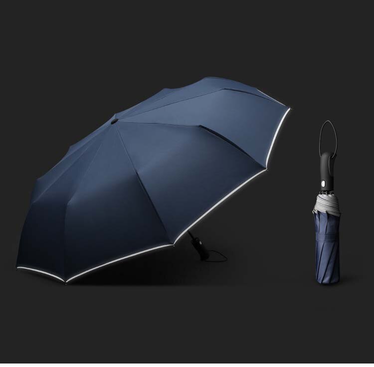 Compact Paraplu Auto Open Auto Close Strip Houten Handvat Fow Mannen Gentel Sterke Winddicht Paraplu Mode Komen Z602: Blauw