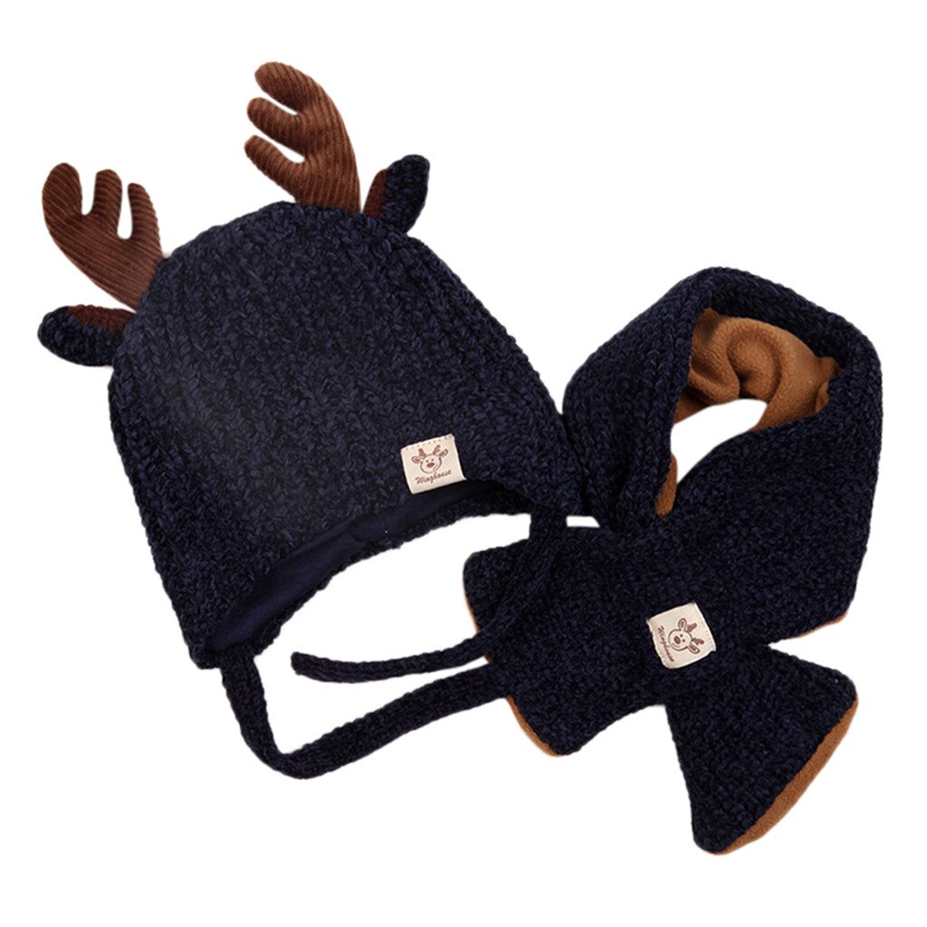 Mode Meisjes & Jongens Winter Warm Haak Knit Cartoon Hoed Beanie Cap Sjaal Set Christmas Delicate voor Kids