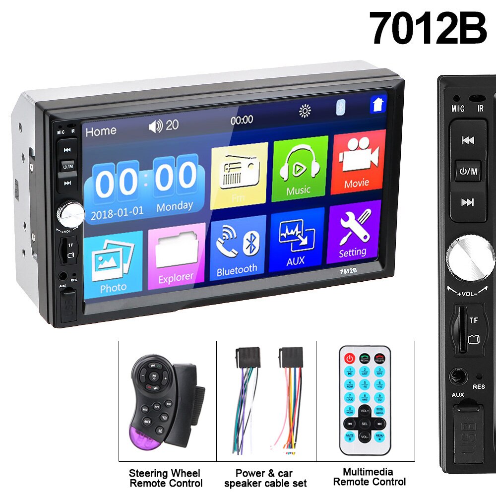 Bilradio 2 din  hd 7 " autoradio multimediaspelare 2 din pekskärm auto audio bilstereo  mp5 bluetooth usb tf fm kamera: 7012b med kontroll