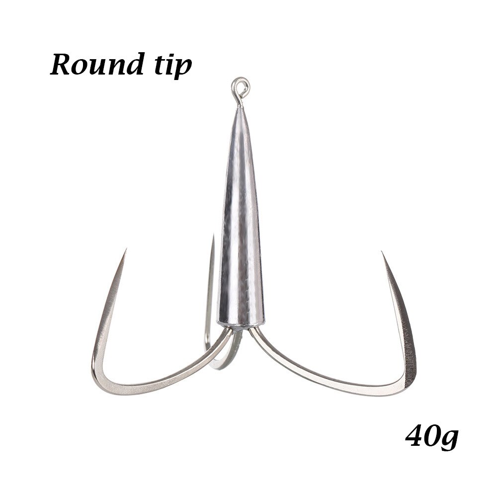 1Pcs Geslepen Sterke Grote Vissen Dreggen Met Lood Sinker Gewicht Vishaak Visgerei Gereedschappen Accessoires: Round Tip - 40g