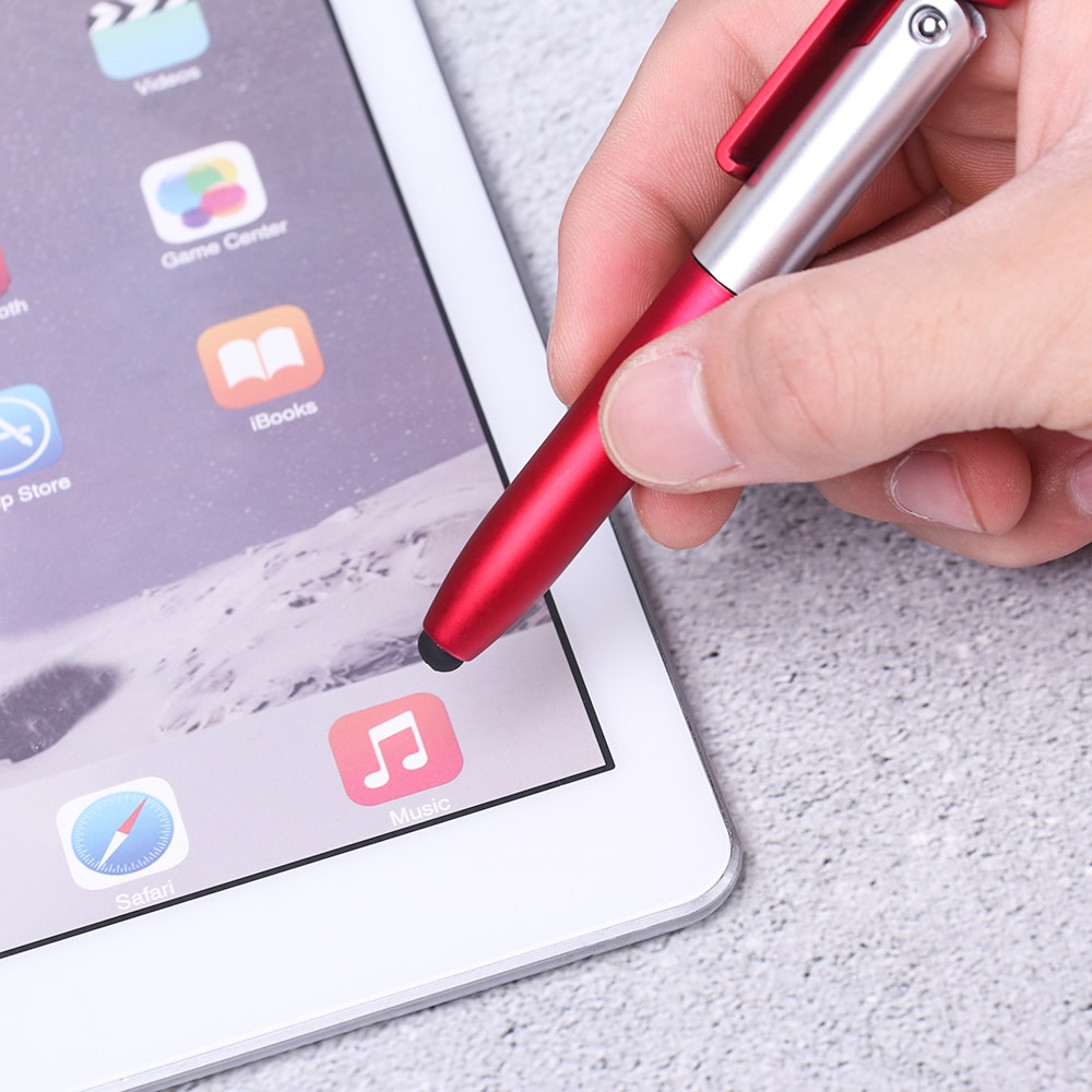4- i -1 fällbar kulspetsskärm stylus touch penna universal mini kapacitiv penna med led för surfplatta mobiltelefon