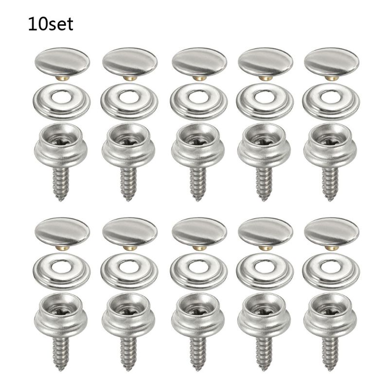 10 sets roestvrijstalen drukknopen voor tent, jacht, boot, canvas hoes, gereedschap, stopcontacten, knoppen: Default Title