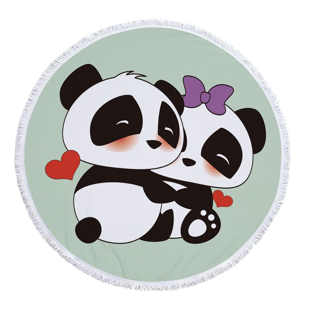 Schattig panda patroon ronde strandhanddoek microvezel materiaal kan worden gebruikt als badhanddoek yogamatten picknickmat baby speelmat: 6