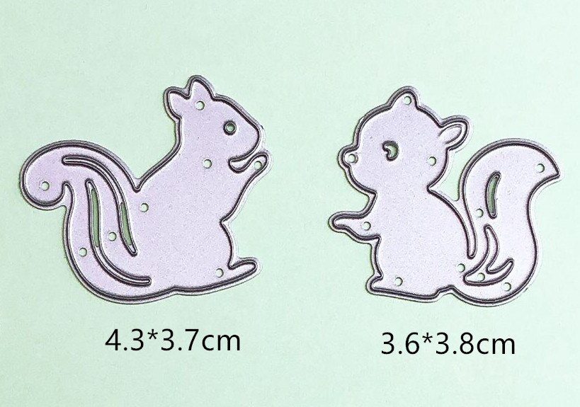 Tree Stump Dies Animal Metal Cutting Dies Scrapbooking Bird Butterfly Flower leaf Die Cut for DIY Paper Card Making: 2PCS Squirrel dies