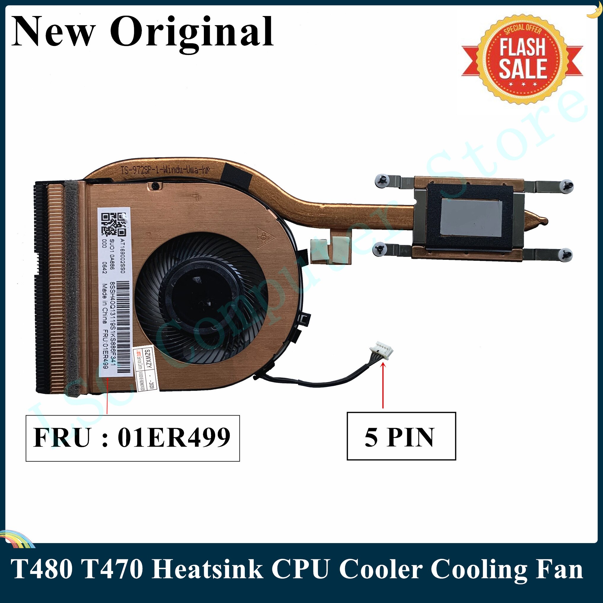 Lsc-ventilador de refrigeração de cpu, modelo novo e original para thinkpad t480, t470, dissipador de calor, uma placa gráfica integrada 01er498 01ax926 01er499 01er497