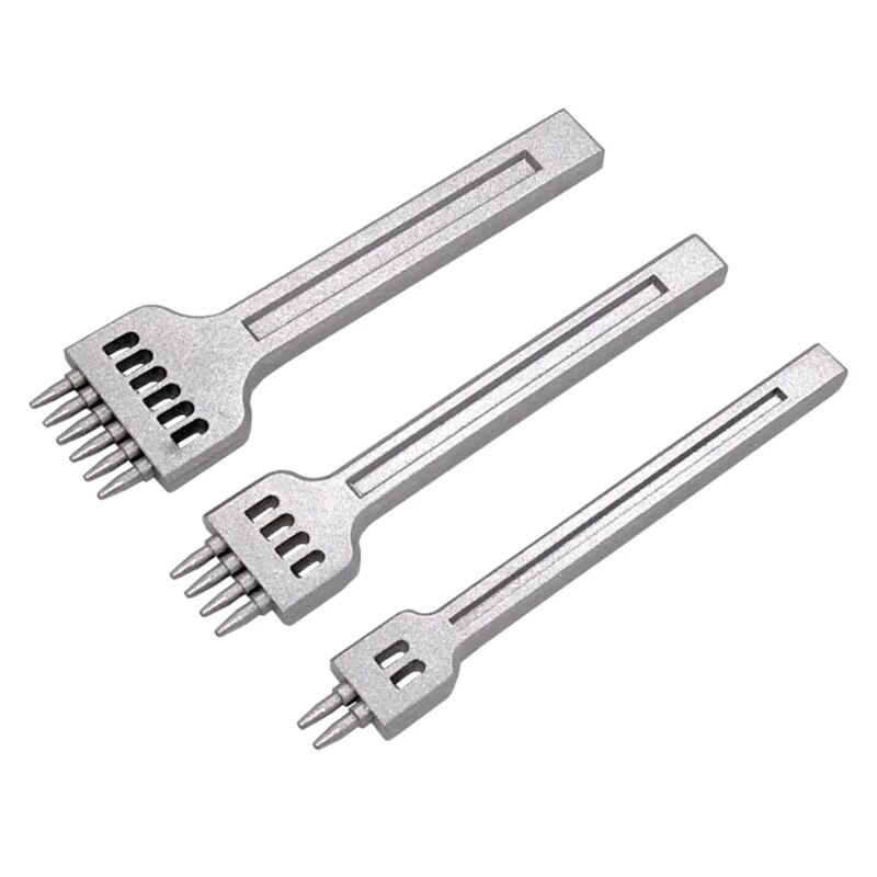3pcs Leather Prong Punch Tool Set 4mm 2/4/6 Holes Steel Row Circular Cut Round Hole DIY Diamond Lacing Stitching D15 21: Default Title
