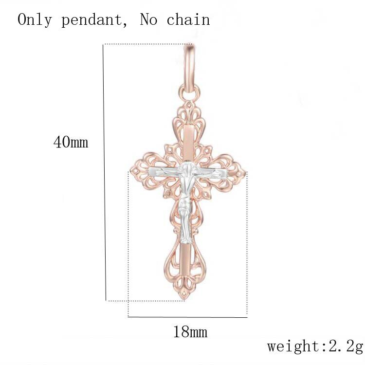 6 Style FJ Jewelry Women Mens Necklace Pendant 585 Rose Gold Color Mixed Cross Crucifix Pendants Snail Chains: PN0046