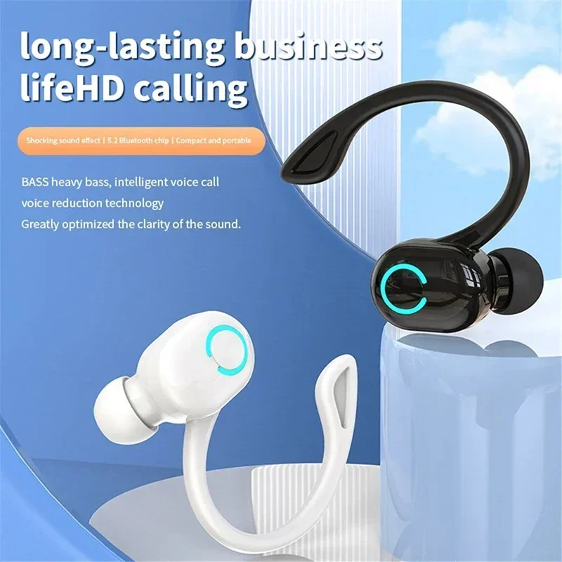 Draagbare draadloze hoofdtelefoon Bluetooth 5.2-oortelefoon met microfoon Enkel oor in-ear Sport Waterdichte oordopjes Bluetooth-headset