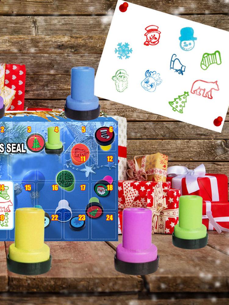 Christmas Advent Calendar 24 Days Calendar With Round Stamps Advent Calendar For Kids Countdown Calendar
