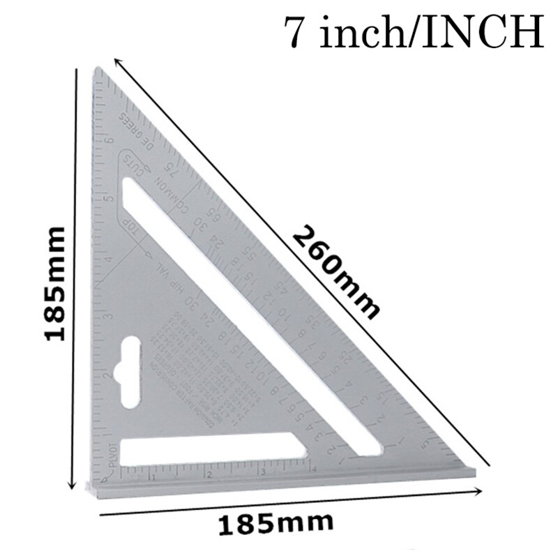 7inch/18cm/30cm Metric Triangle Angle Protractor Aluminum Alloy Speed Try Square Carpenter's Measuring ruler Layout Tool: 7 inch