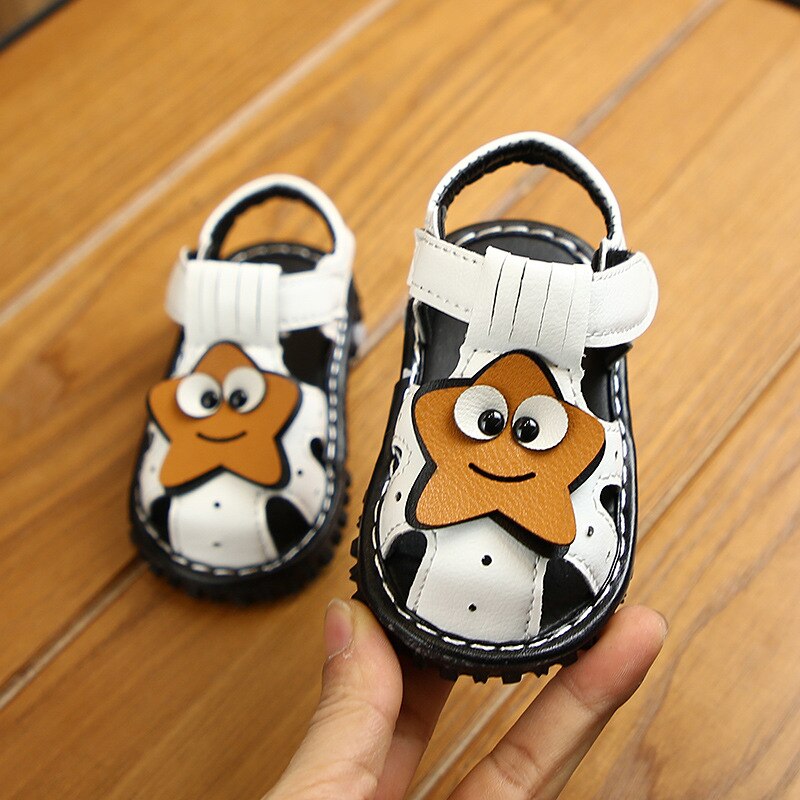 Binnenzool 11.5-13.5cm zomer baby peuter teenschoenen schattige sandalen met geluid: Wit / 3.5