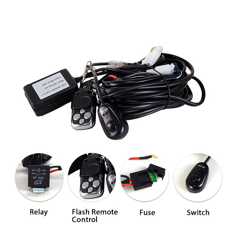 Willpower Car LED Light Bar Wire 3M 12V 40A Relay Fuse Wiring Harness Relay Loom Cable Kit for Auto Driving Offroad Work Lamp
