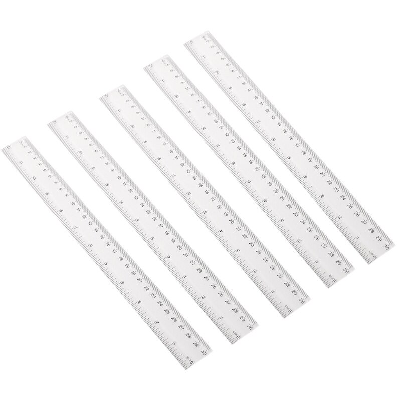 517A Clear Ruler Plastic Ruler15/20/30cm Drafting Tools Measuring Tools Ruler Set Ruler inches &amp; Centimeters Kid's Ruler: 30CM