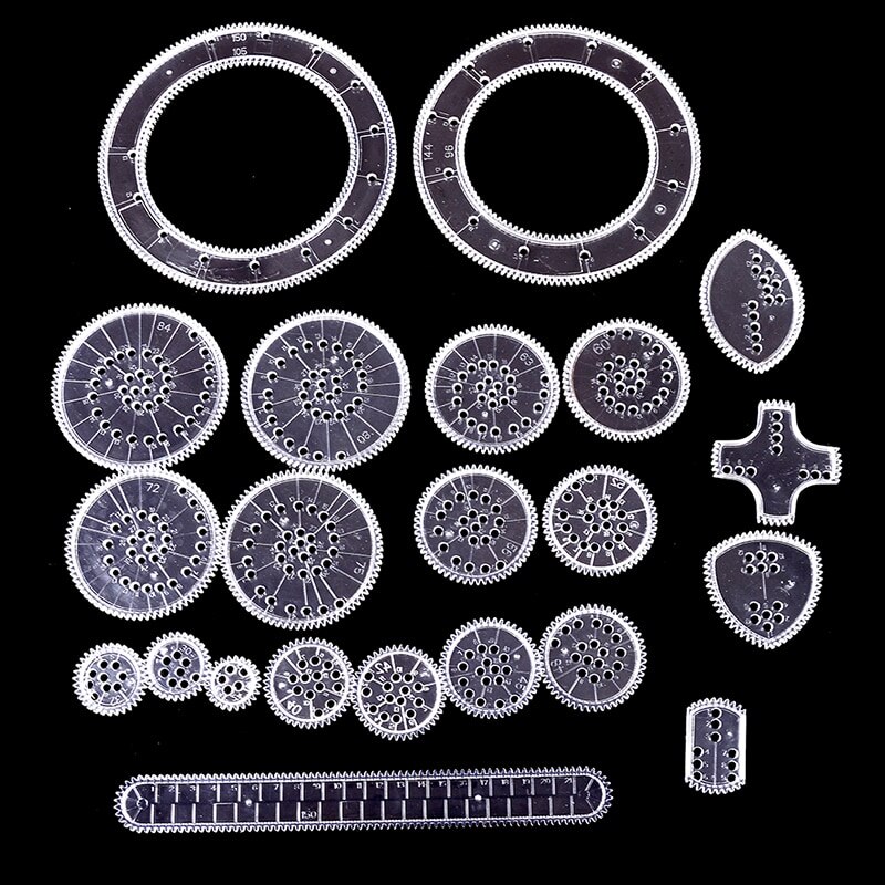 1Set Spirograph Deluxe Set Tin Set Gelijkspel Spiraal Ontwerpen Grijpende Tandwielen & Wielen Trekken Educatief Speelgoed Schoolbenodigdheden: Default Title