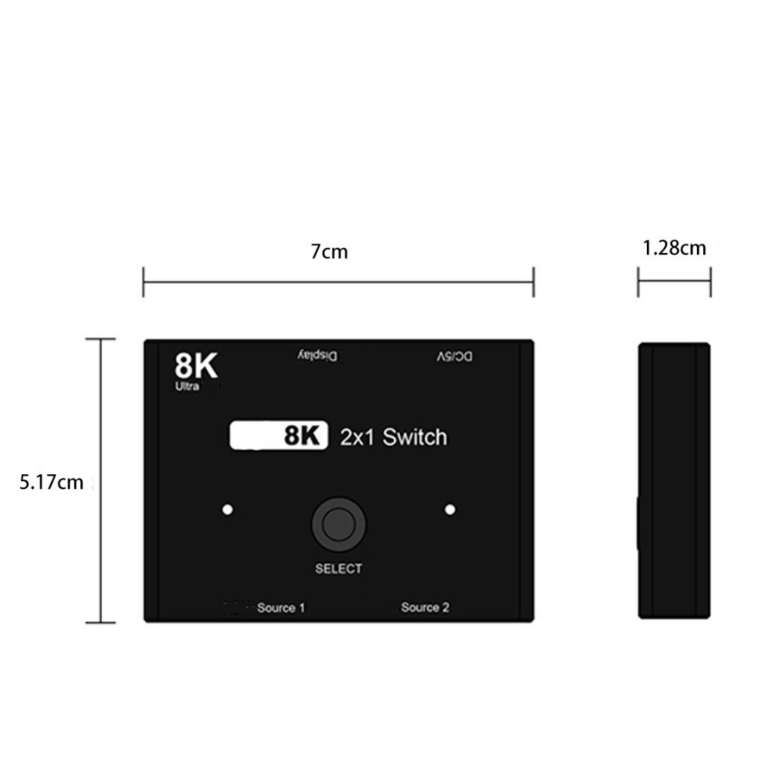 1Pc 2in1 Hdmi-Compatibel 2.1 Out Switch Adapter 4K Hd @ 120Hz 8K @ 60hz Switcher Converter Splitter Voor Projectoren Tv Box Schakelaar