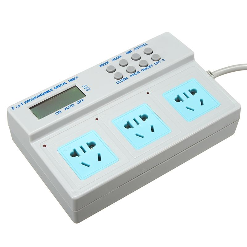 Presa Timer digitale LCD programmabile 3 in 1 controllo del tempo di alimentazione per acquario di pesci illuminazione riscaldatore filtro pompa dosatrice wavitter
