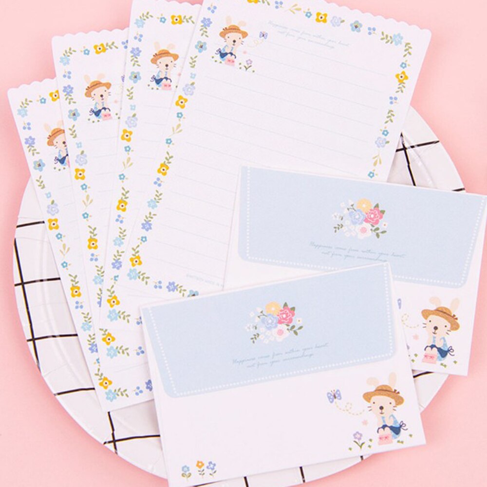Envelopes 4 Sheet Letter Paper Set Love Flower Letter Paper Cute Letters Writing Paper Letter Envelope Office Supplies
