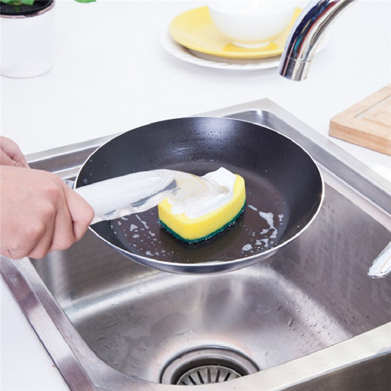 Herramienta de lavado de platos, cepillo de limpieza de jabón con mango recargable, esponja de limpieza de cocina, accesorios de herramientas de limpieza de ventanas