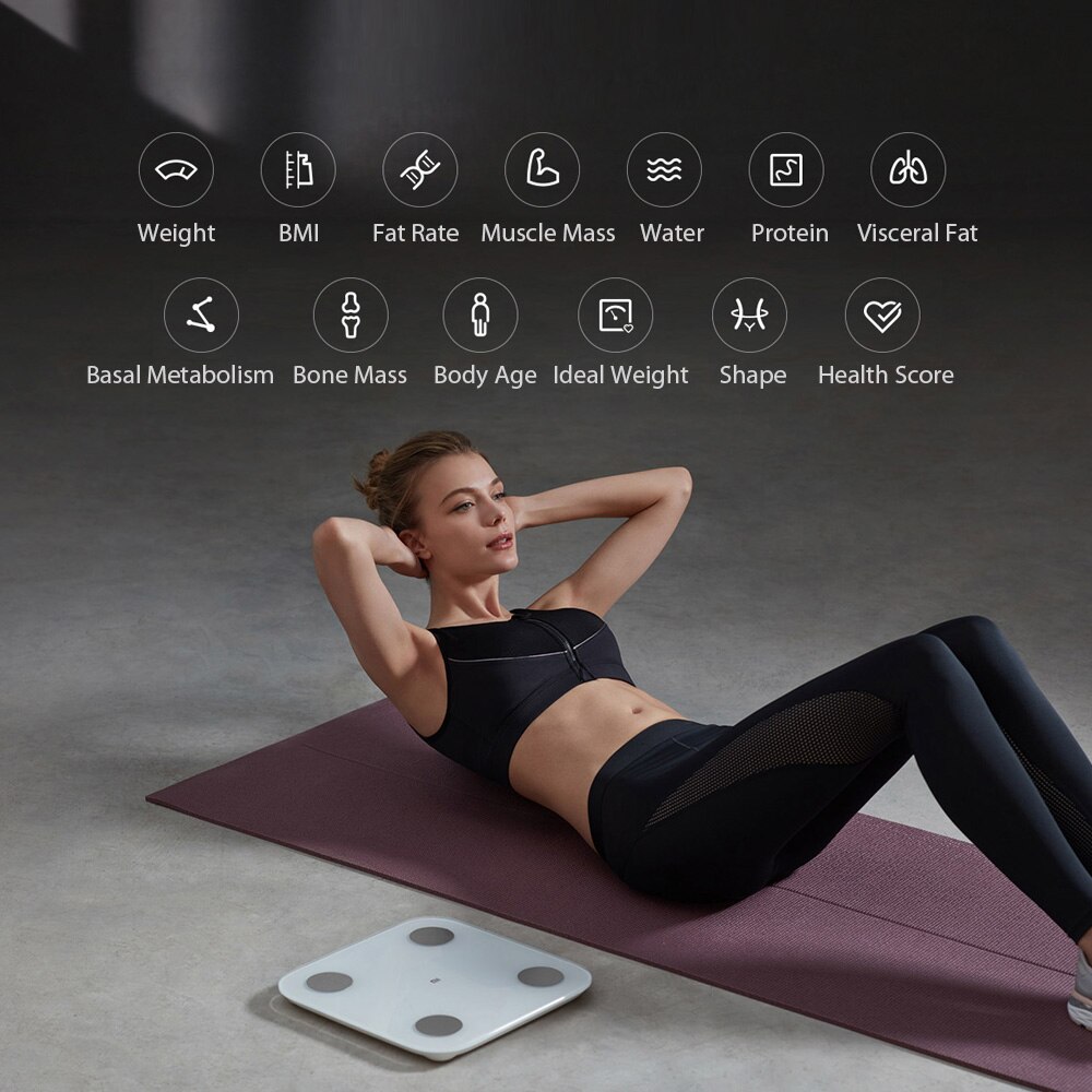Xiaomi mi kropsvægt 2 bt 5.0 fedt badeværelsesvægt sundhedsbalancetest bmi vægt, digital kropssammensætningsanalysator