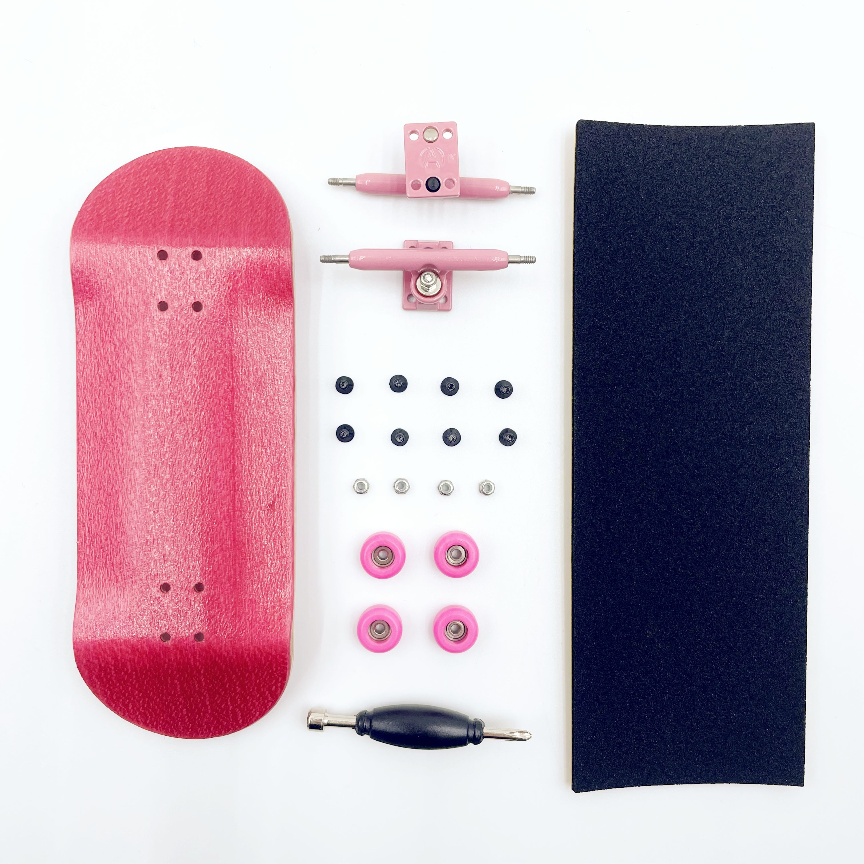 34mm Complete Fingerboard Handmade Deck Single Axle Truck CNC Bearing Wheels: Pink