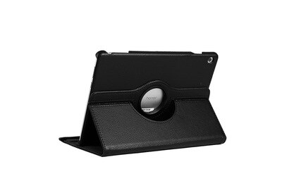 Dla Huawei MediaPad T5 10 AGS2-W09/L09/L03 10.1 Tablet Funda stojak PU skórzane etui z klapką dla 360 obracanie przypadku Huawei T5 10.1: Black