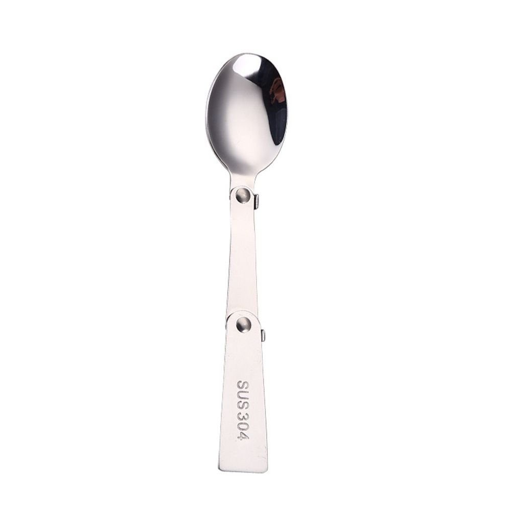 Cuillère de poche Portable en acier inoxydable, couverts de Camping en plein air pliable fourchette de voyage vaisselle de table pique-nique randonnée cuillère fourchette: Spoon