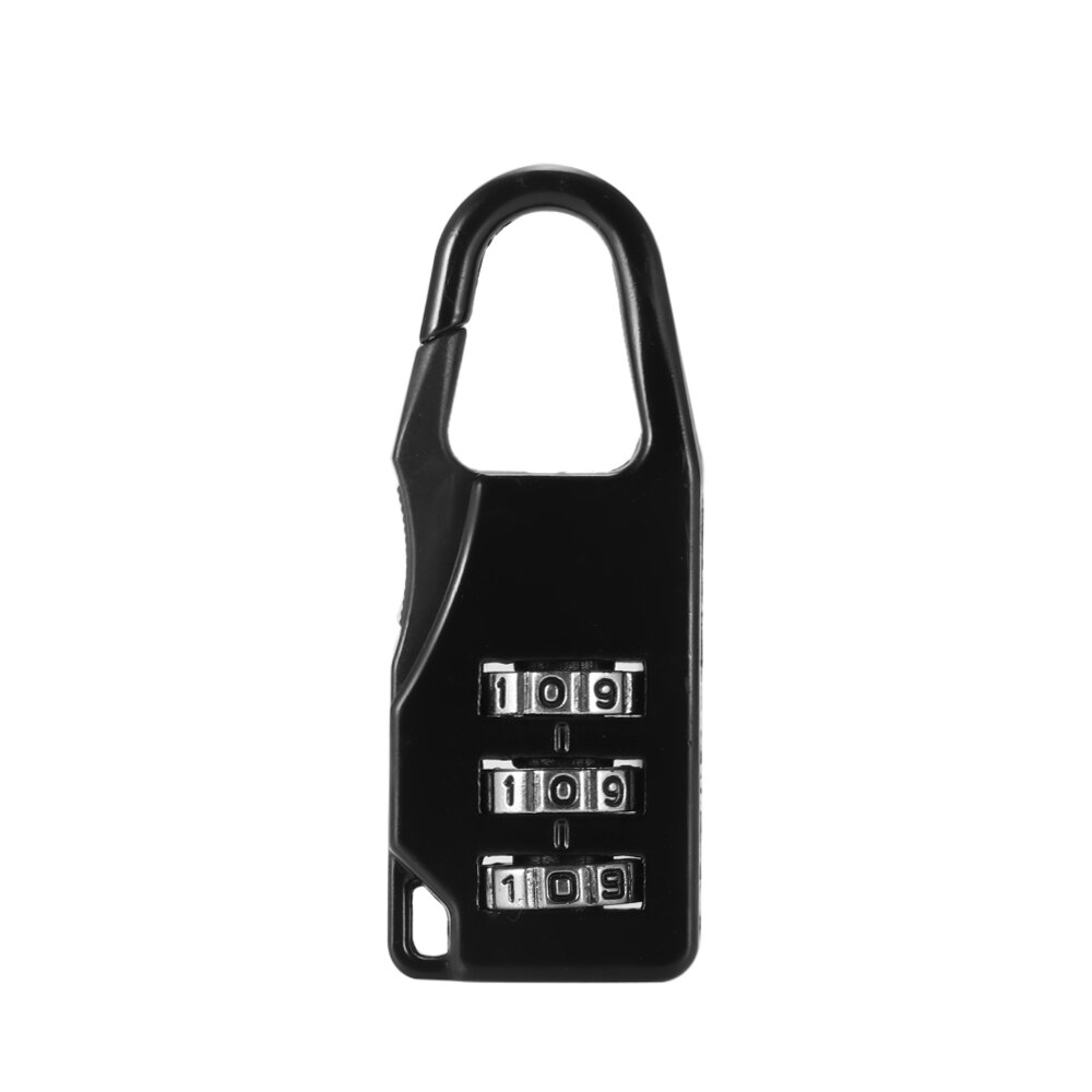 3 Dial Digit Password Combination Padlock Suitcase Mini Coded Keyed Anti-Theft Locks Multi Colors Safe Metal Code Lock: Black