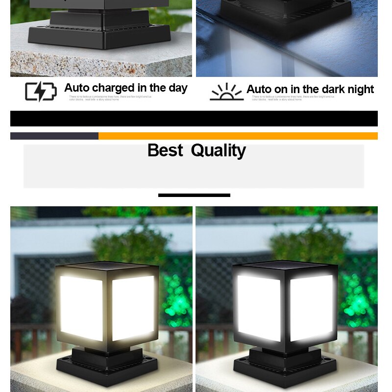 Solar Column Headlight LED Courtyard Light Outdoor Waterproof Landscape Lamp Garden Decoration Street Light Villa Wall Lights