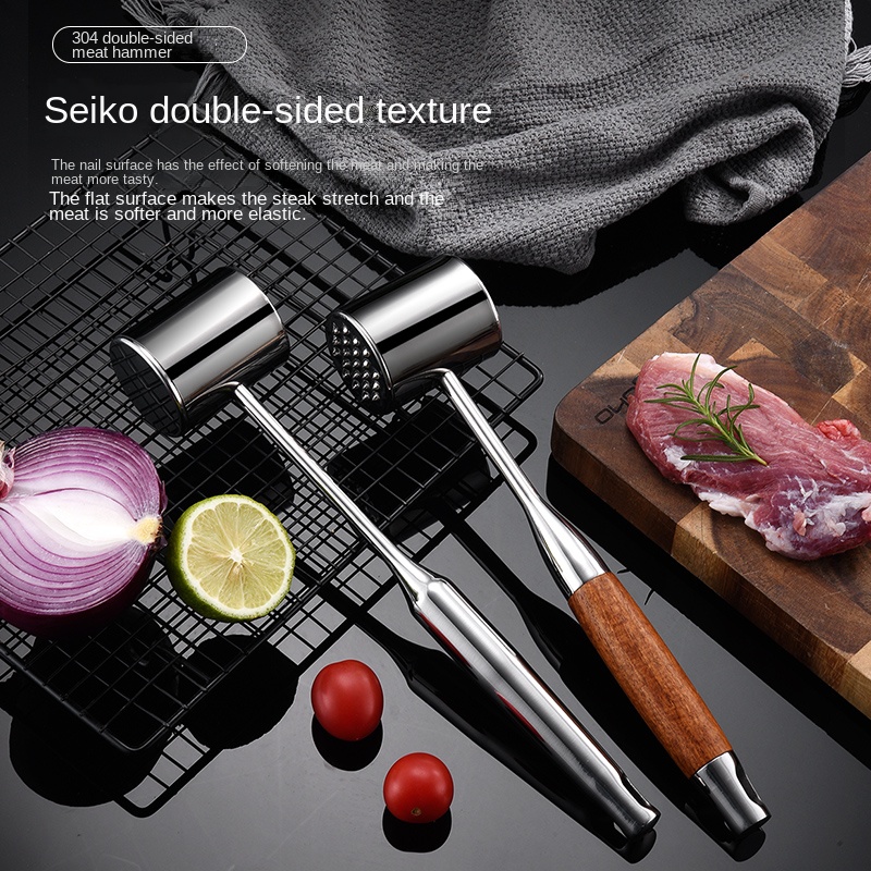 304 stainless steel frosted meat hammer kitchen household steak tender meat broken tendon frying tool commercial knocking tool
