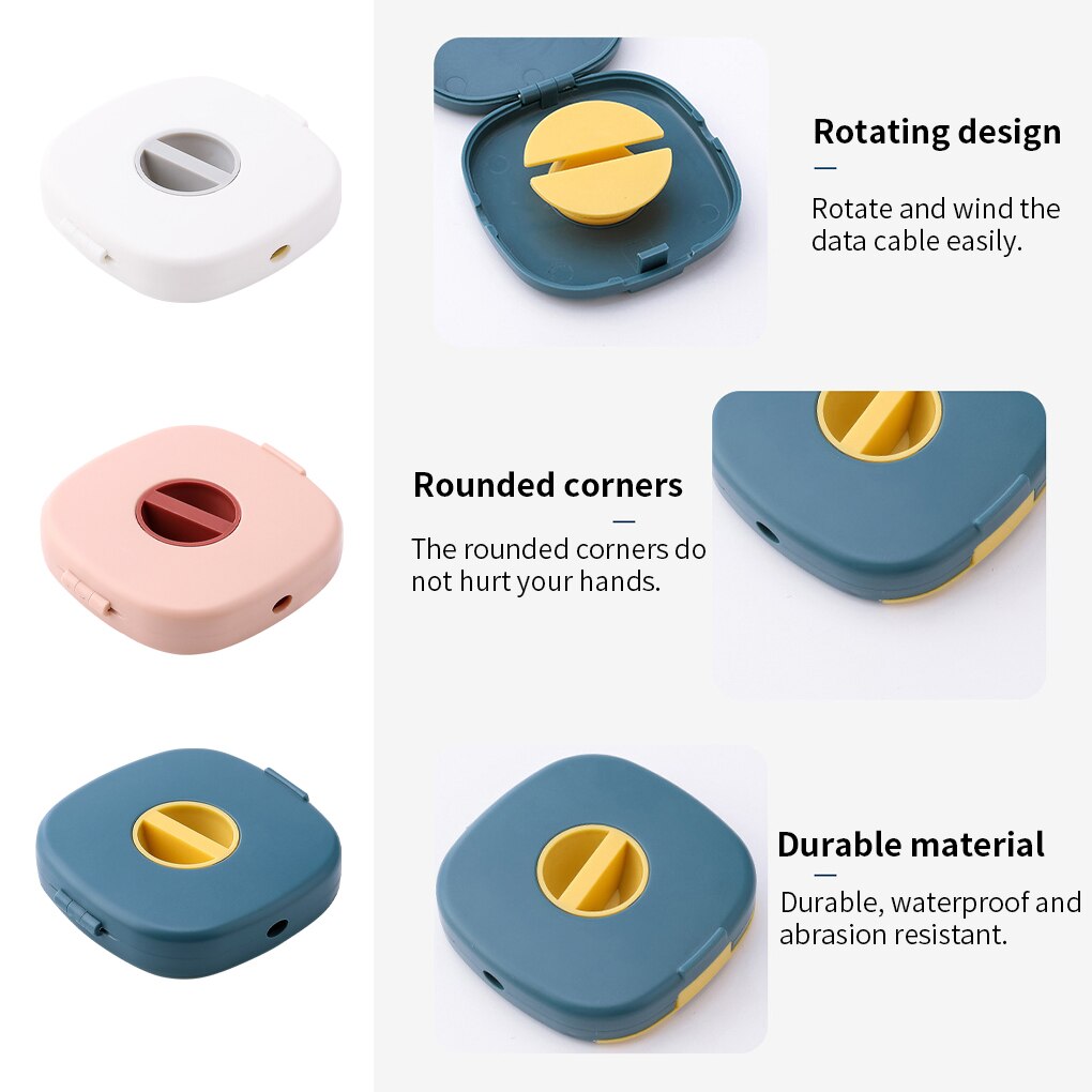 Cable Organizer Rotating Cable Winder Box Plastic Portable Wire Storage Case Phone Holder Wire Management