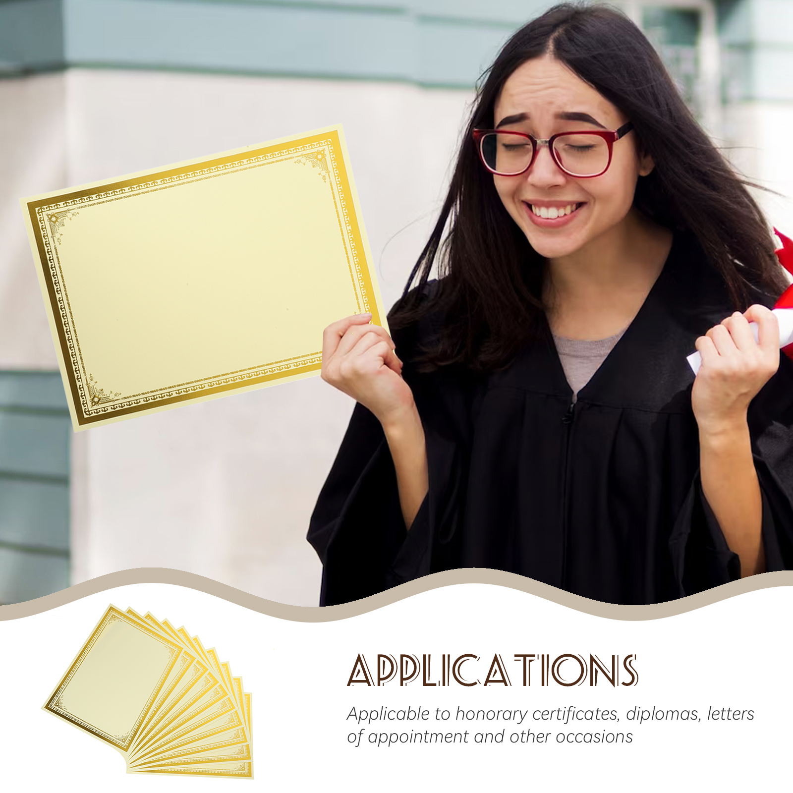 10 hojas de cubierta de certificado de diploma en blanco, papel de estampado en plateado para uso doméstico, marco de documentos , premio de graduación