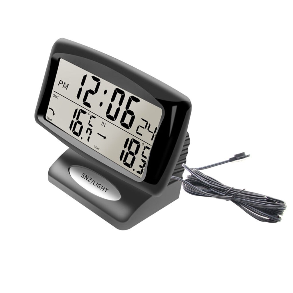 Draagbare 2 In 1 Auto Auto Thermometer Klok Kalender Lcd Scherm Met Lcd Digitale Display: Default Title