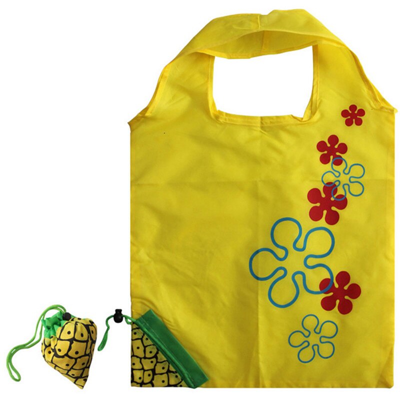 Foldable Reusable Nylon Shopping Bags Fruits Strawberry Tote Eco Storage Drawstring Handbag Waterproof Cute