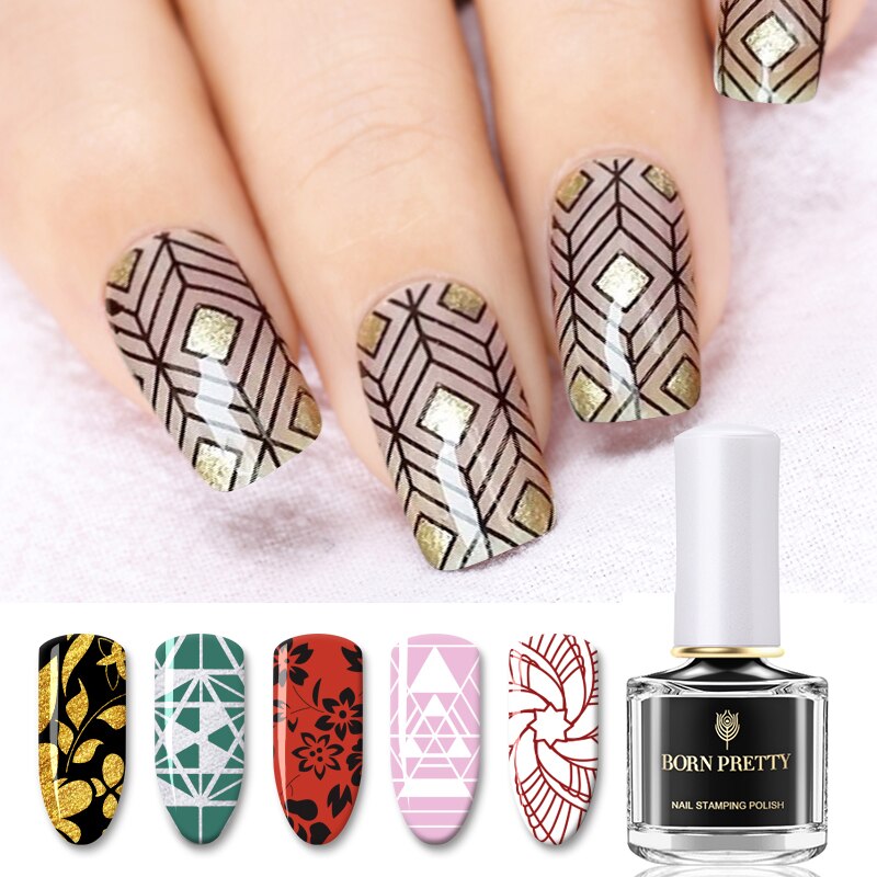 Geboren Mooie Goud Zilver Stempelen Polish 6 Ml Vernis Nail Art Plaat Stempel White Night Stempelen Serie Nail Art Polish