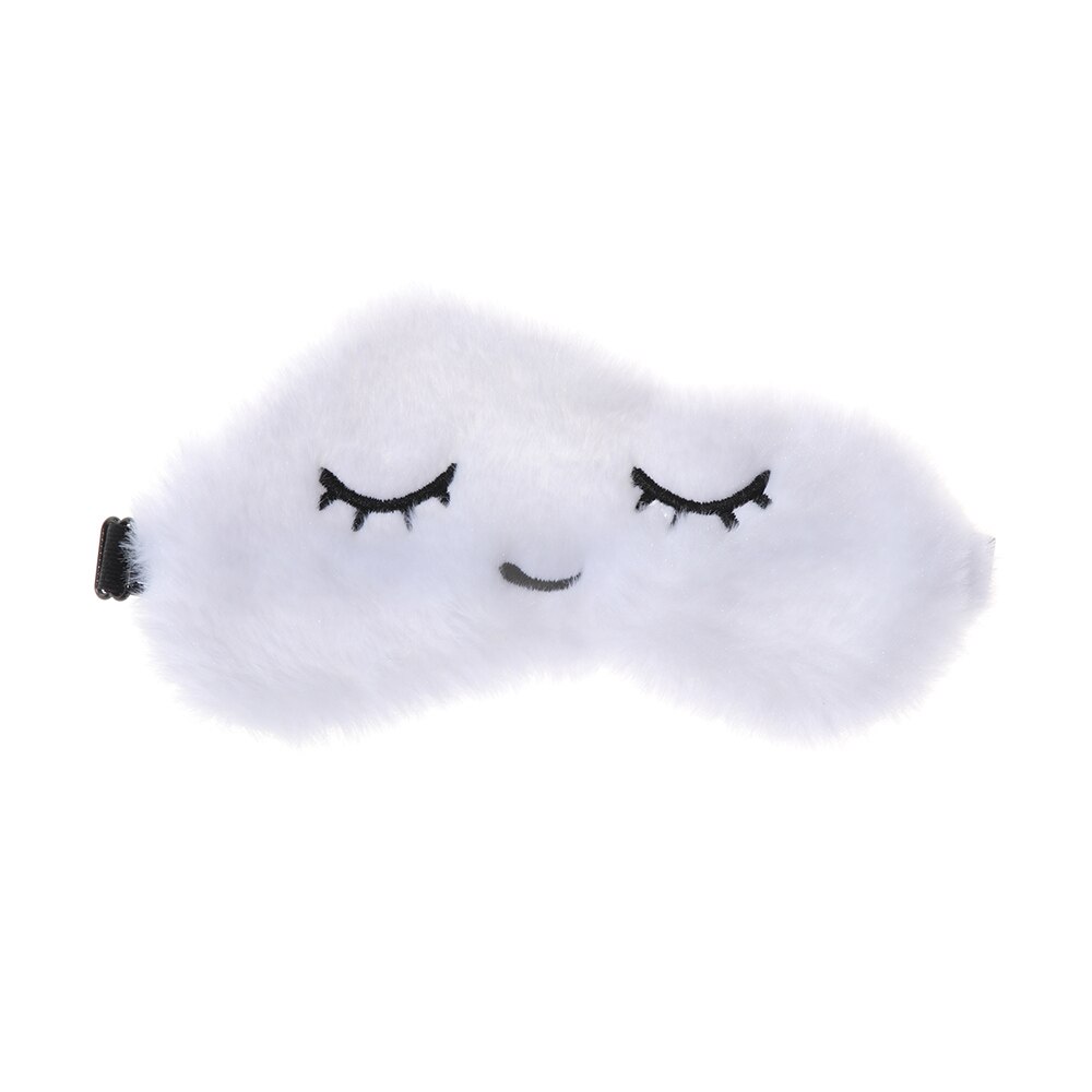 Plush Sleep Mask Cute Koala Rabbit Blindfold Eye Band Aid Cover Night Dream Mask Cotton Bandage Sleeing Relax: Cloud  white